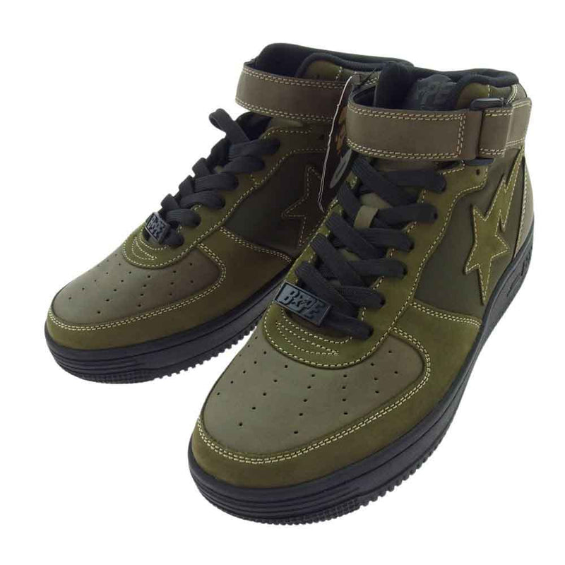 A BATHING APE アベイシングエイプ 1H30191006 MILITARY BAPE STA ミリタリー ベイプスタ ハイカット スニーカー カーキ系 オリーブ 27.5cm【極上美品】【中古】