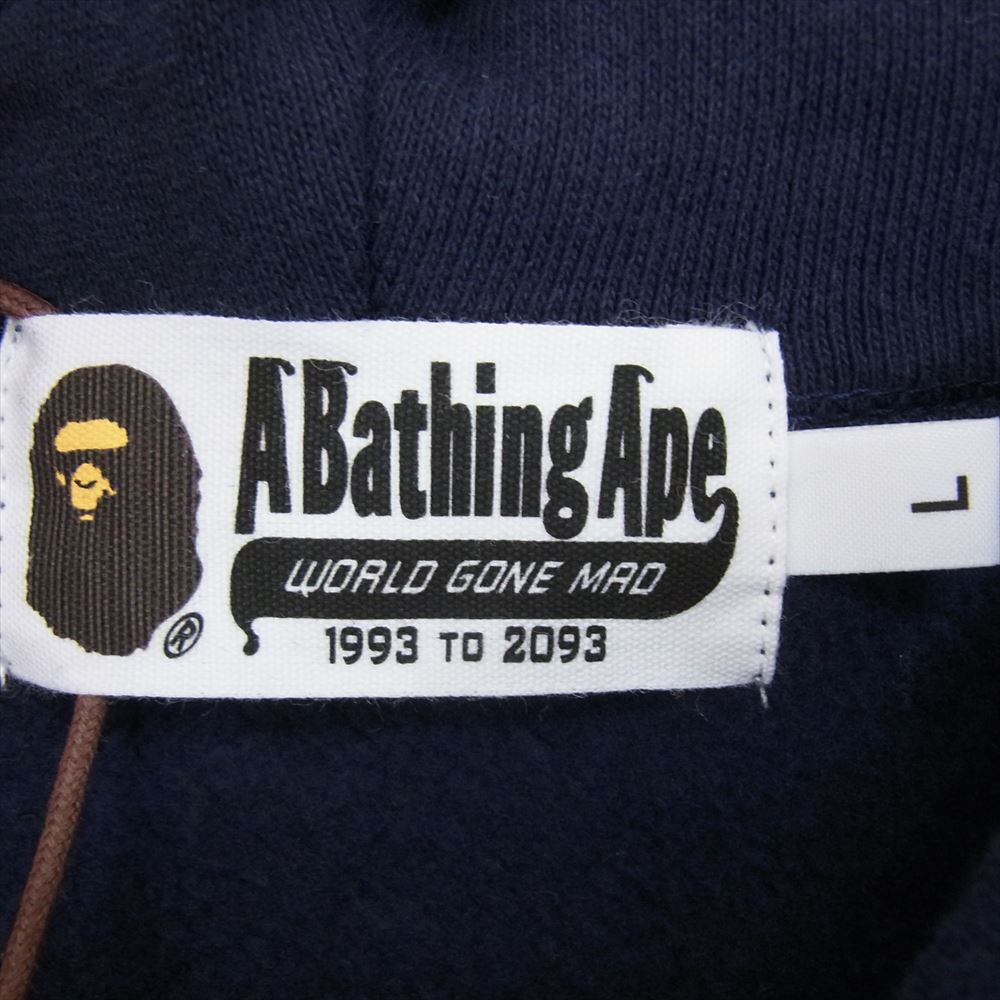 A BATHING APE アベイシングエイプ 001ZPF701013X フロントロゴ フルジップアップ パーカー フーディ ネイビー系 L【中古】