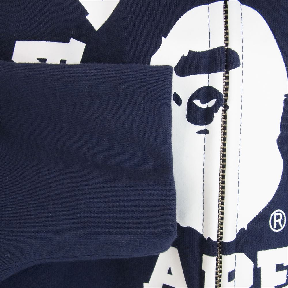 A BATHING APE アベイシングエイプ 001ZPF701013X フロントロゴ フルジップアップ パーカー フーディ ネイビー系 L【中古】