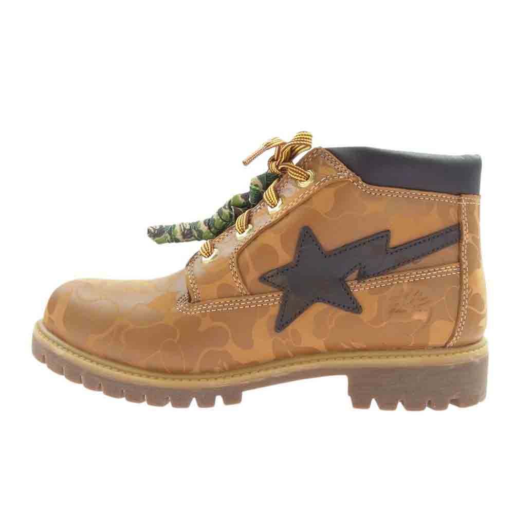 A BATHING APE アベイシングエイプ 1H23191904 Timberland ティンバーランド PREMIUM WATERPROOF CHUKKA WHEAT プレミアム ウォータープルーフ チャッカブーツ ライトブラウン系 26.5cm【極上美品】【中古】