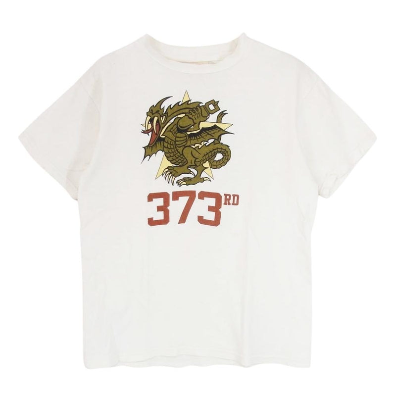 The REAL McCOY'S ザリアルマッコイズ 373RD ドラゴンプリント クルーネック 半袖 Tシャツ ホワイト系 S【中古】