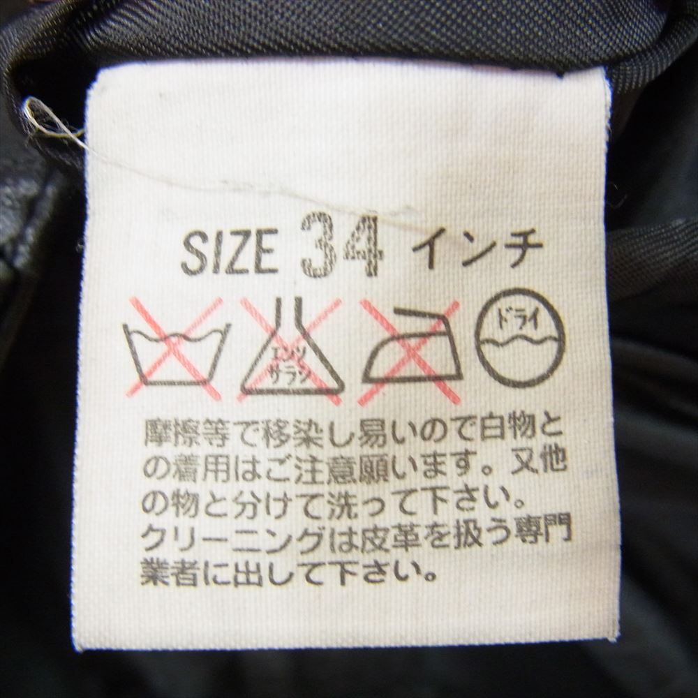 Levi's リーバイス 519-49 牛革 カウレザー バイカー 無地 レザー パンツ ブラック系 34【中古】