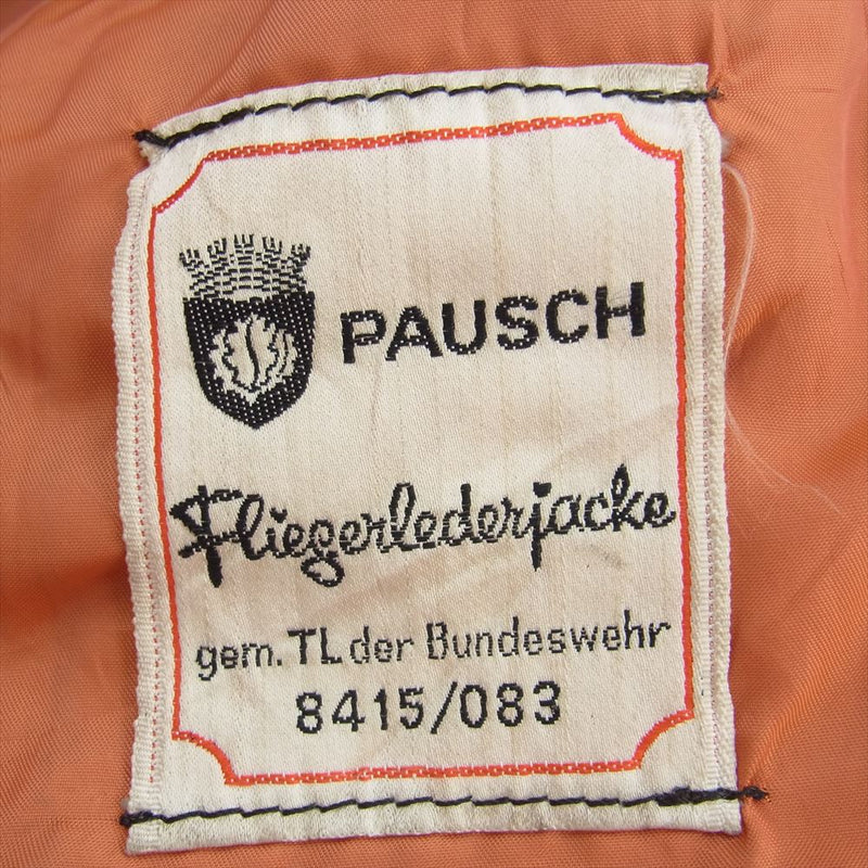 German PAUSCH ニットリブ フルジップ レザー フライトジャケット ブラック系 34【中古】