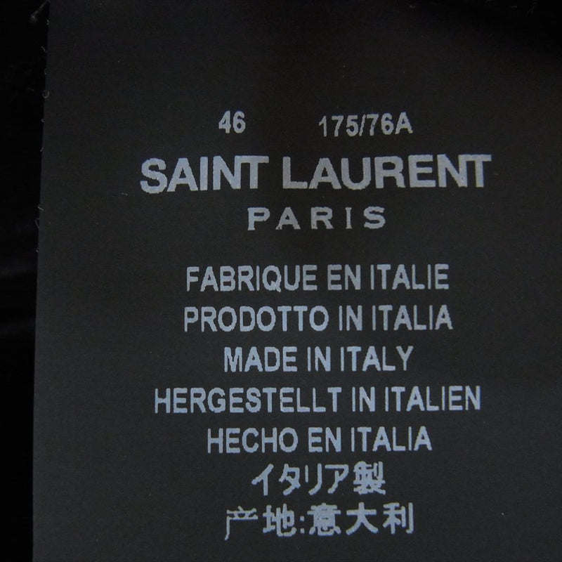 SAINT LAURENT サンローラン 530732 Y099T クラッシュ ベルベット ロング パンツ ブラック系 46【中古】