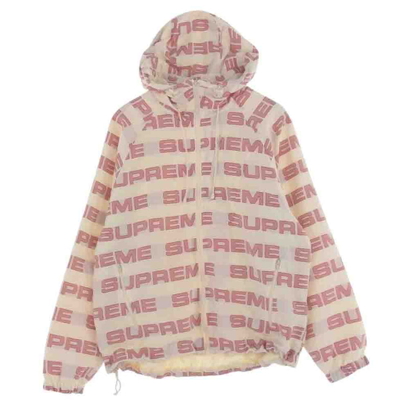 Supreme シュプリーム 21AW Logo Ripstop Hooded Track Jacket ロゴ リップストップ フーデッド トラックジャケット オフホワイト系 S【中古】