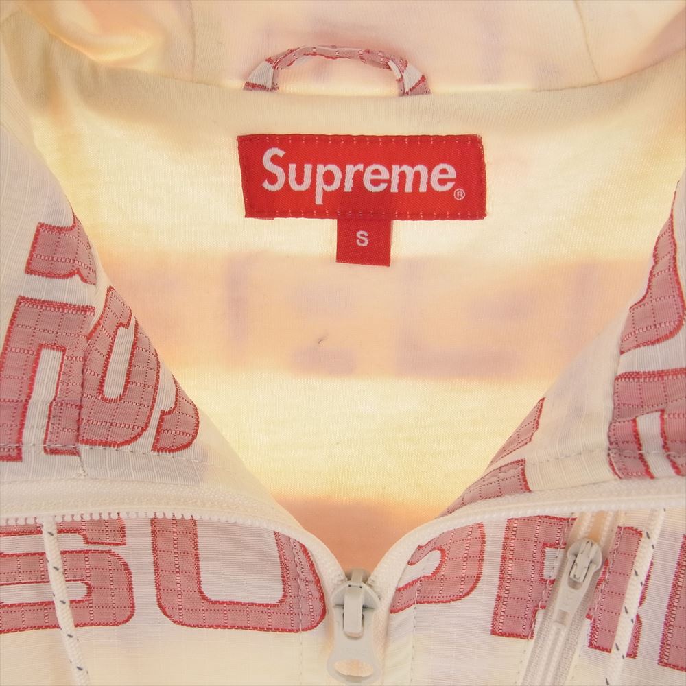 Supreme シュプリーム 21AW Logo Ripstop Hooded Track Jacket ロゴ リップストップ フーデッド トラックジャケット オフホワイト系 S【中古】