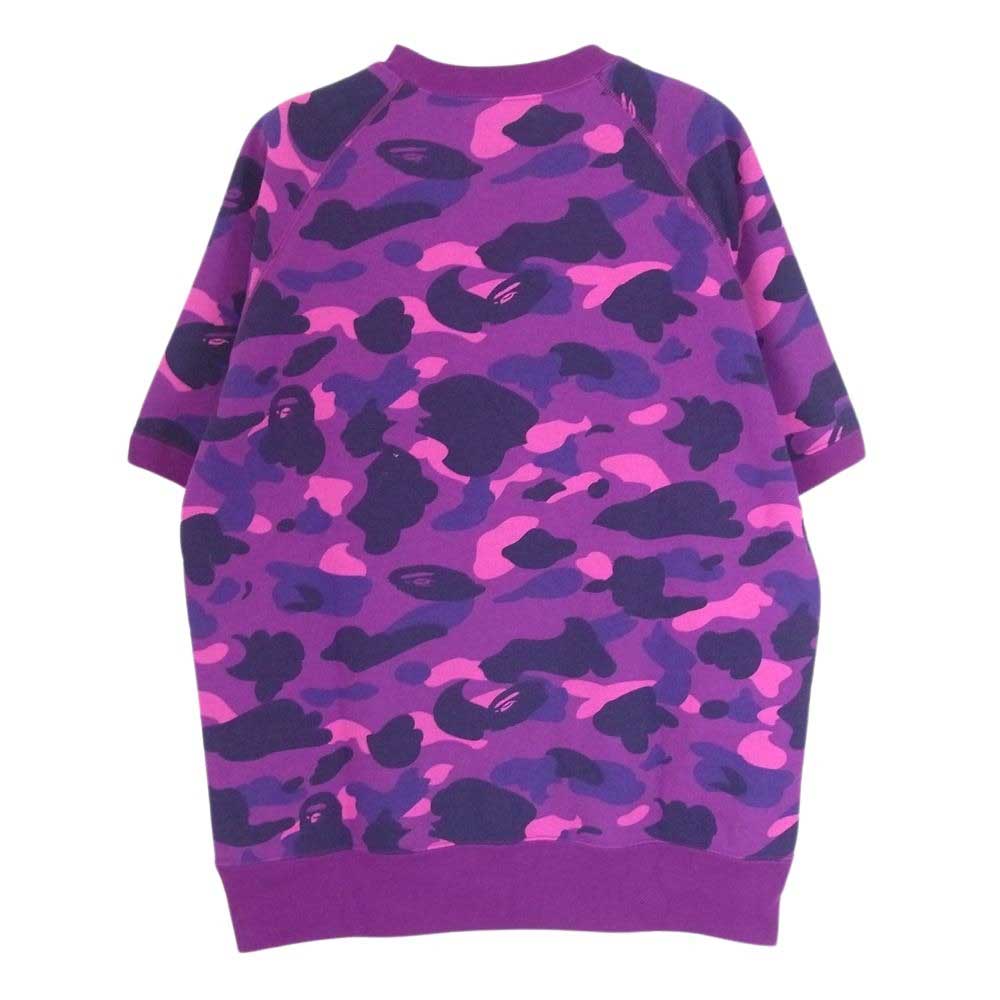 A BATHING APE アベイシングエイプ 001SWC301012X BAPE カモ 半袖 スウェット コットン Tシャツ パープル系 L【中古】