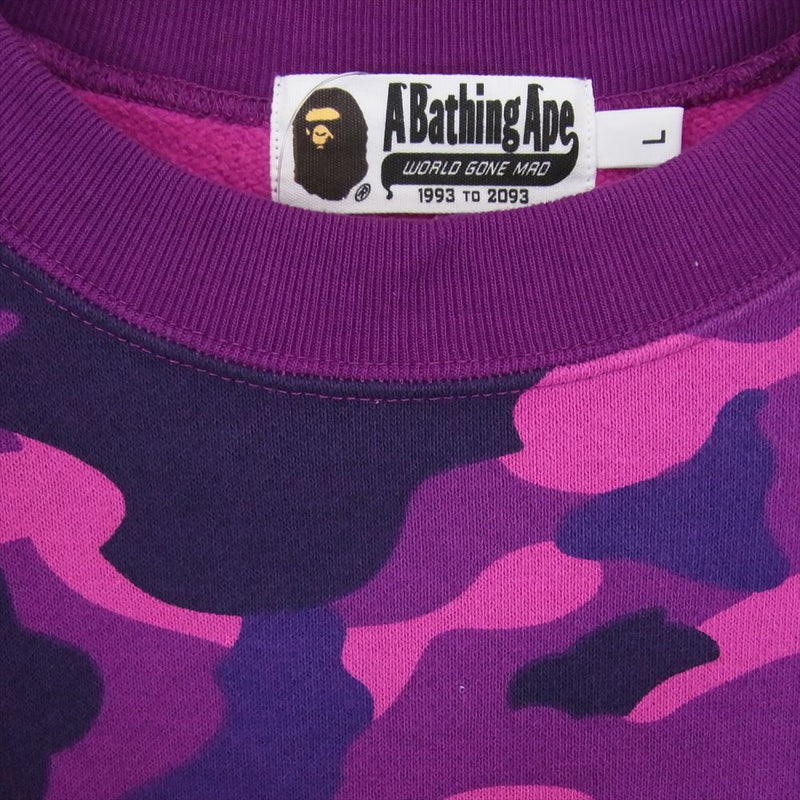 A BATHING APE アベイシングエイプ 001SWC301012X BAPE カモ 半袖 スウェット コットン Tシャツ パープル系 L【中古】