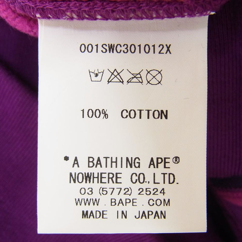 A BATHING APE アベイシングエイプ 001SWC301012X BAPE カモ 半袖 スウェット コットン Tシャツ パープル系 L【中古】