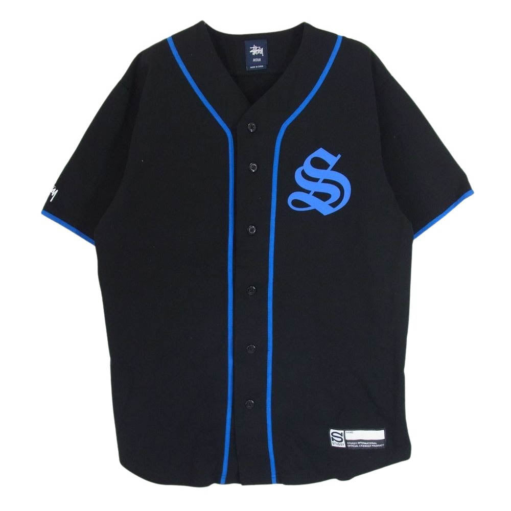 STUSSY ステューシー BASEBALL JERSEY SHIRT ベースボール シャツ 半袖 ブラック系 M【中古】