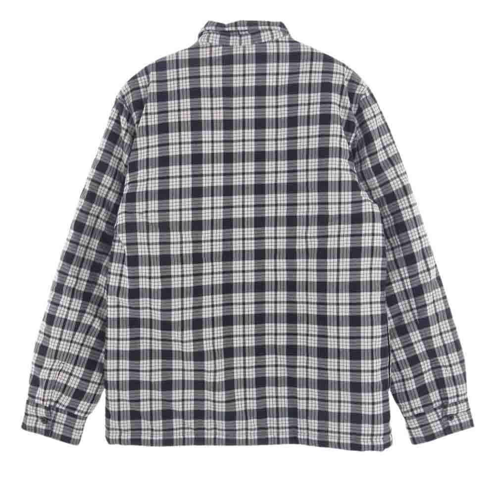 Supreme シュプリーム 14AW Quilted Zip Flannel Shirt キルテッド ジップ フランネル シャツ チェック 中綿 ジャケット ※フード欠品 ブラック系 ホワイト系 M【中古】