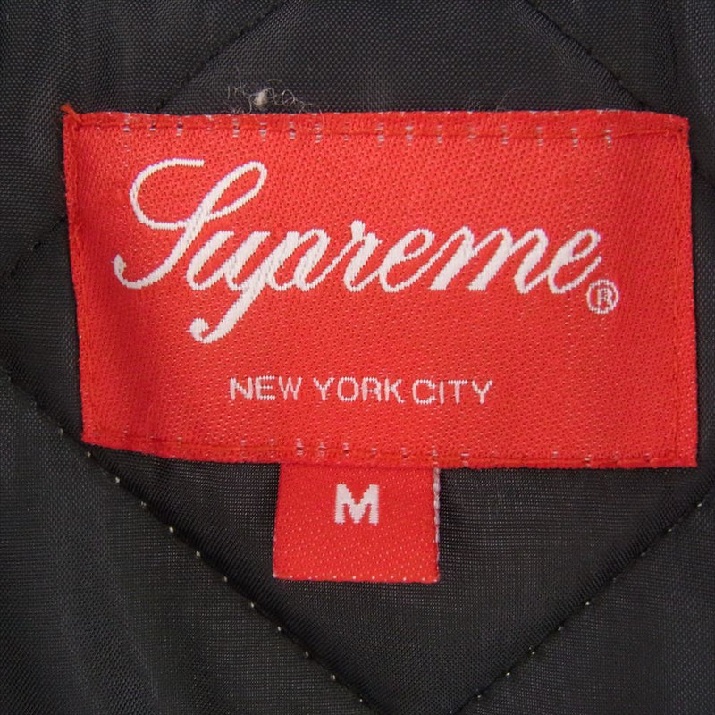 Supreme シュプリーム 14AW Quilted Zip Flannel Shirt キルテッド ジップ フランネル シャツ チェック 中綿 ジャケット ※フード欠品 ブラック系 ホワイト系 M【中古】