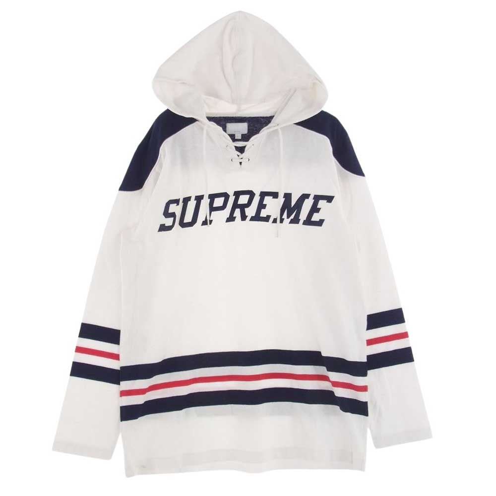 Supreme シュプリーム 15SS Hooded Hockey Top フーデッド ホッケー トップス ロゴ パーカー ホワイト系 L【中古】