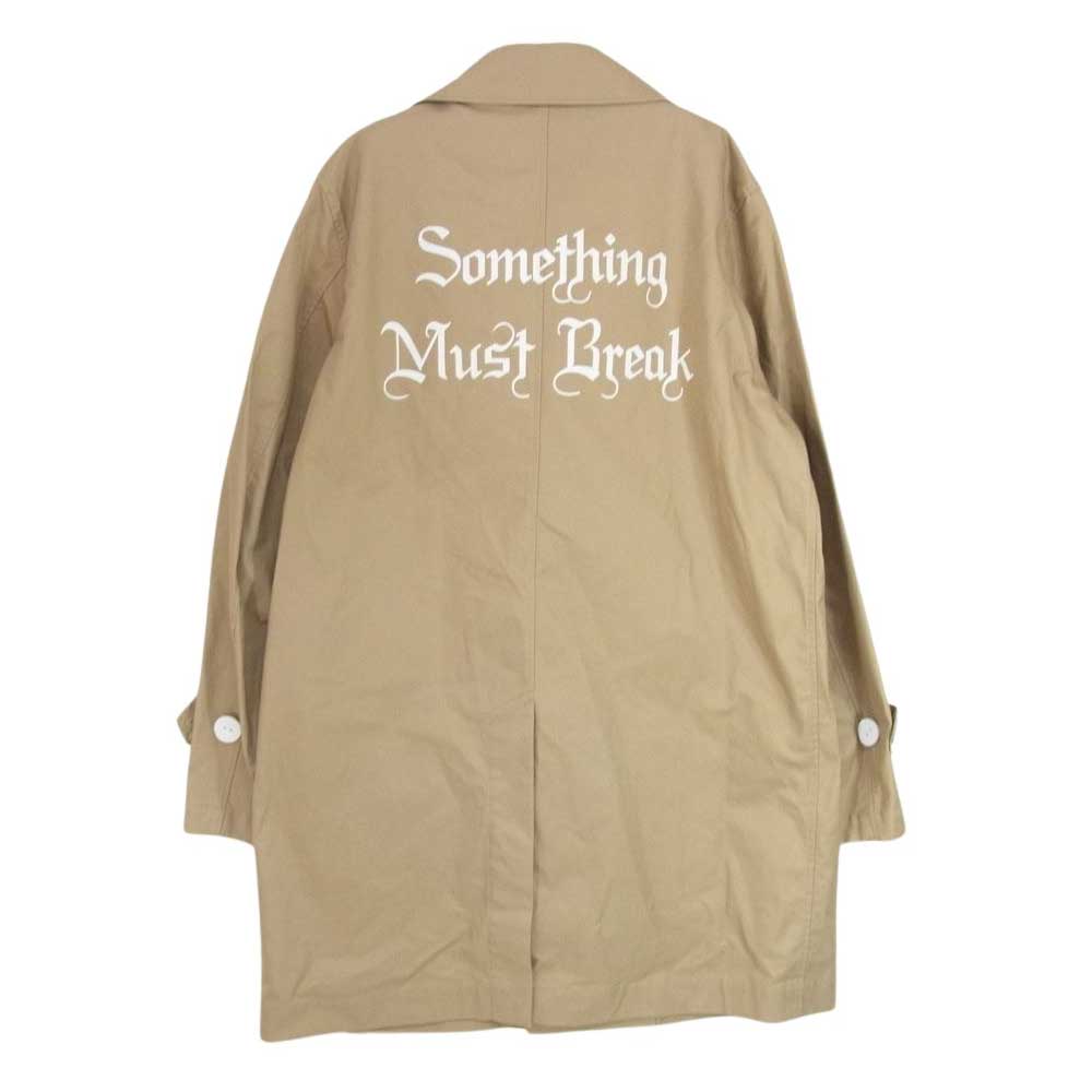 UNDERCOVER アンダーカバー 16SS UCP9302 SOMETHING MUST BREAK バックプリント ロゴ ステンカラーコート レザー ボタン ベージュ系 2【中古】