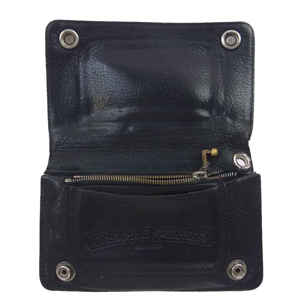 CHROME HEARTS クロムハーツ（原本無） 1ZIP 1ジップウォレット クロスボール 2つ折り財布  ブラック系【中古】