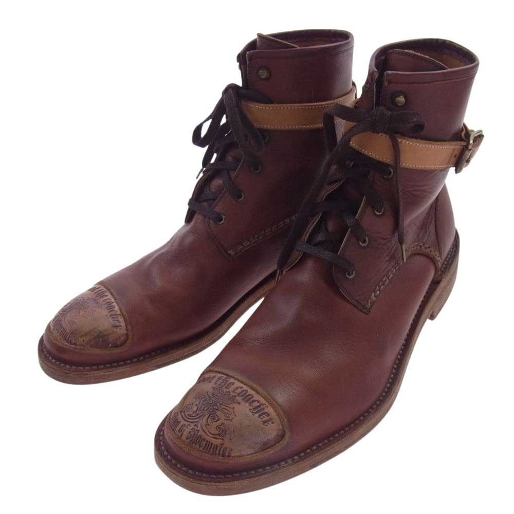 foot the coacher フットザコーチャー 05013 farmer high ブーツ レザー レースアップ シューズ ブラウン系 8【中古】