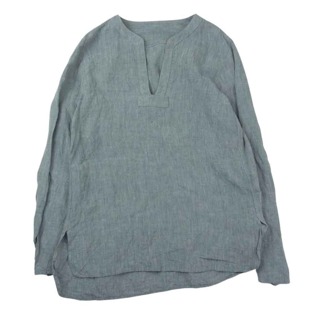 ISAMUKATAYAMA BACKLASH イサムカタヤマバックラッシュ 1591-02 リネン プルオーバー スキッパー シャツ グレー系 M【中古】
