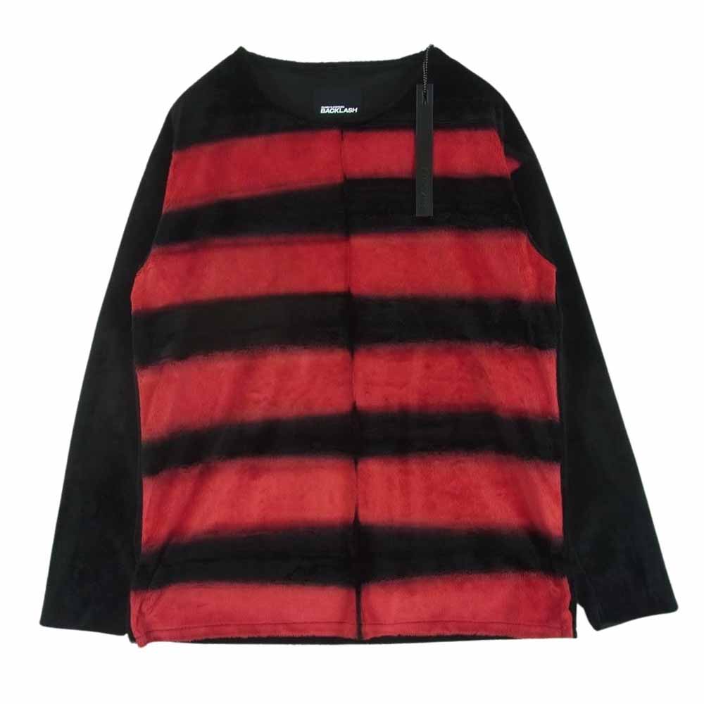 ISAMUKATAYAMA BACKLASH イサムカタヤマバックラッシュ 19AW 1870-01 板染め ボーダー プルオーバー ニット レッド系 ブラック系 M【中古】