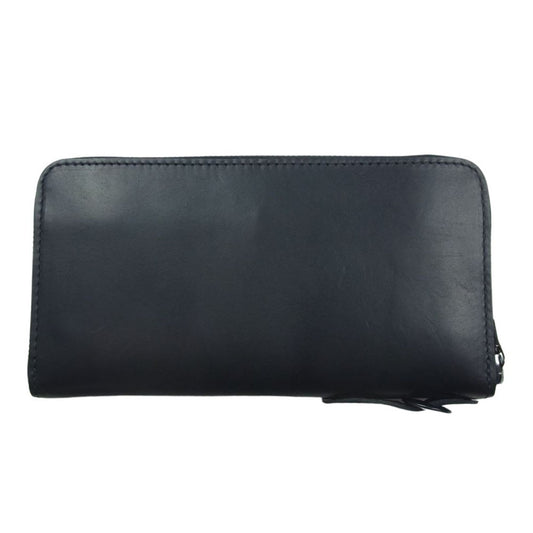 ISAMUKATAYAMA BACKLASH イサムカタヤマバックラッシュ GUIDI グイディオイルカーフレザー ラウンドファスナー レザー ロングウォレット 長財布 ブラック系【中古】