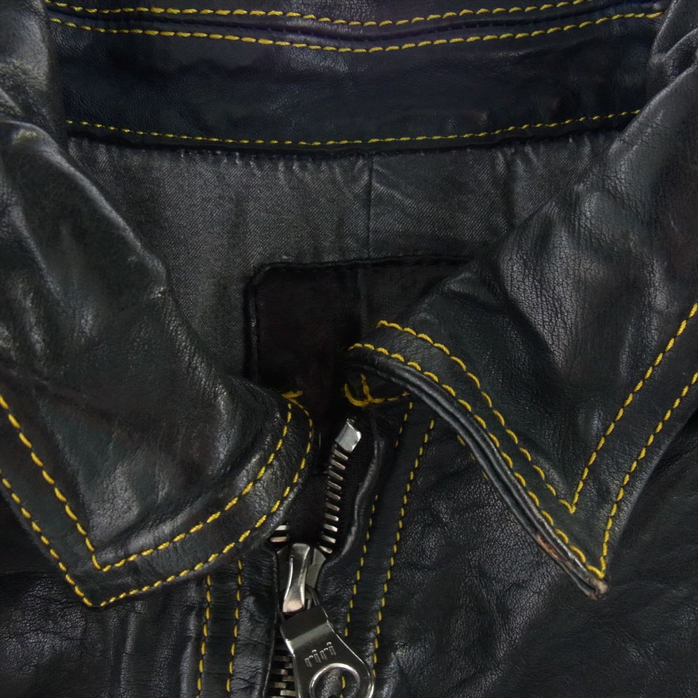 ISAMUKATAYAMA BACKLASH イサムカタヤマバックラッシュ 1529-05 RIDE OR DIE ポーランド ショルダー レザー イエローステッチ ジャケット ブラック系 L 3【中古】