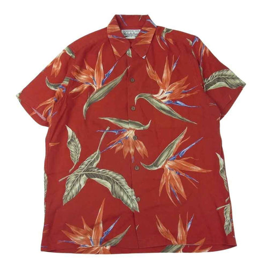 WACKO MARIA ワコマリア 18SS BIRD OF PARADISE S/S HAWAIIAN SHIRT バード オブ パラダイス ハワイアン オープンカラー 極楽鳥花 半袖 シャツ エンジ系 S【中古】