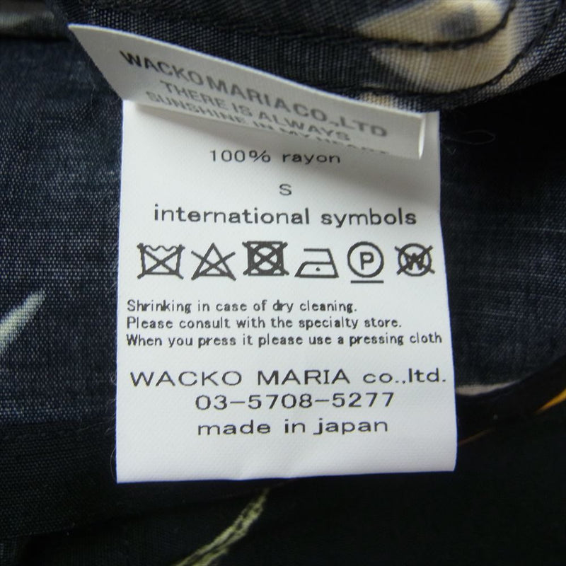 WACKO MARIA ワコマリア 20SS BUDSPOOL HAWAIIAN SHIRT バッズプール ハワイアン オープンカラー 半袖 シャツ ブラック系 S【美品】【中古】