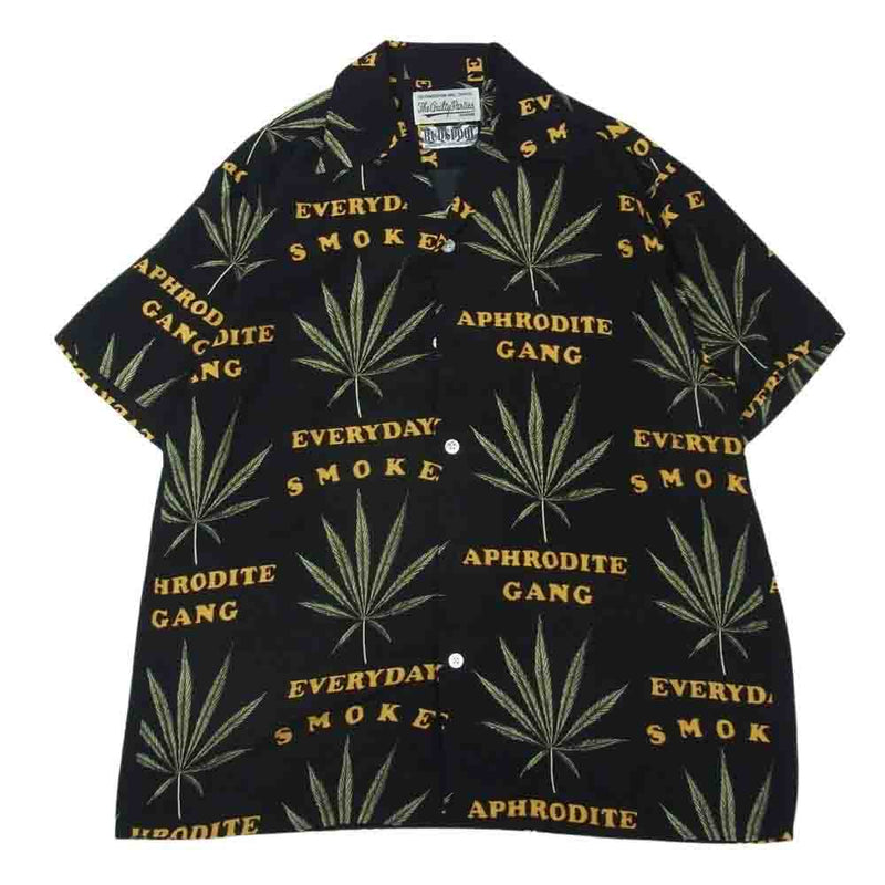 WACKO MARIA ワコマリア BUDSPOOL HAWAIIAN SHIRT バッズプール ハワイアン オープンカラー 半袖 シャツ ブラック系 S【美品】【中古】