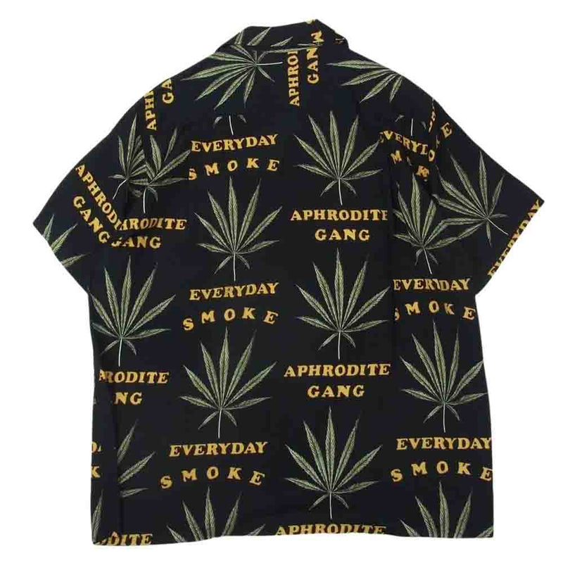 WACKO MARIA ワコマリア BUDSPOOL HAWAIIAN SHIRT バッズプール ハワイアン オープンカラー 半袖 シャツ ブラック系 S【美品】【中古】