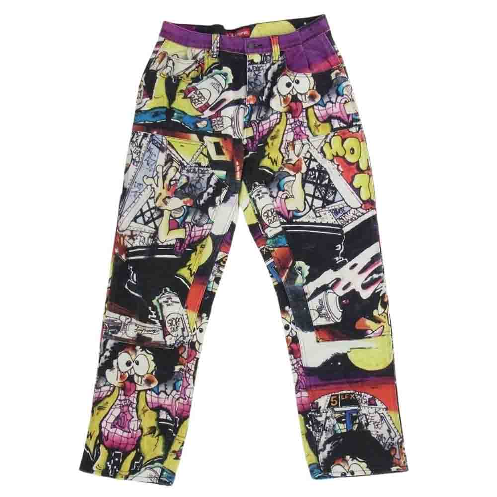 Supreme シュプリーム × Lee Quinones The Yard Carpenter Pant リー キュノネス ザヤード カーペンター ワーク 総柄 パンツ マルチカラー系 32【中古】