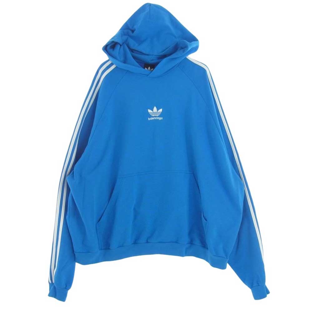 BALENCIAGA バレンシアガ RG54 729322 TNVN2 4026 × Adidas アディダス Hoodie Large Fit フーディラージフィット スウェット パーカー ブルー系 2【中古】