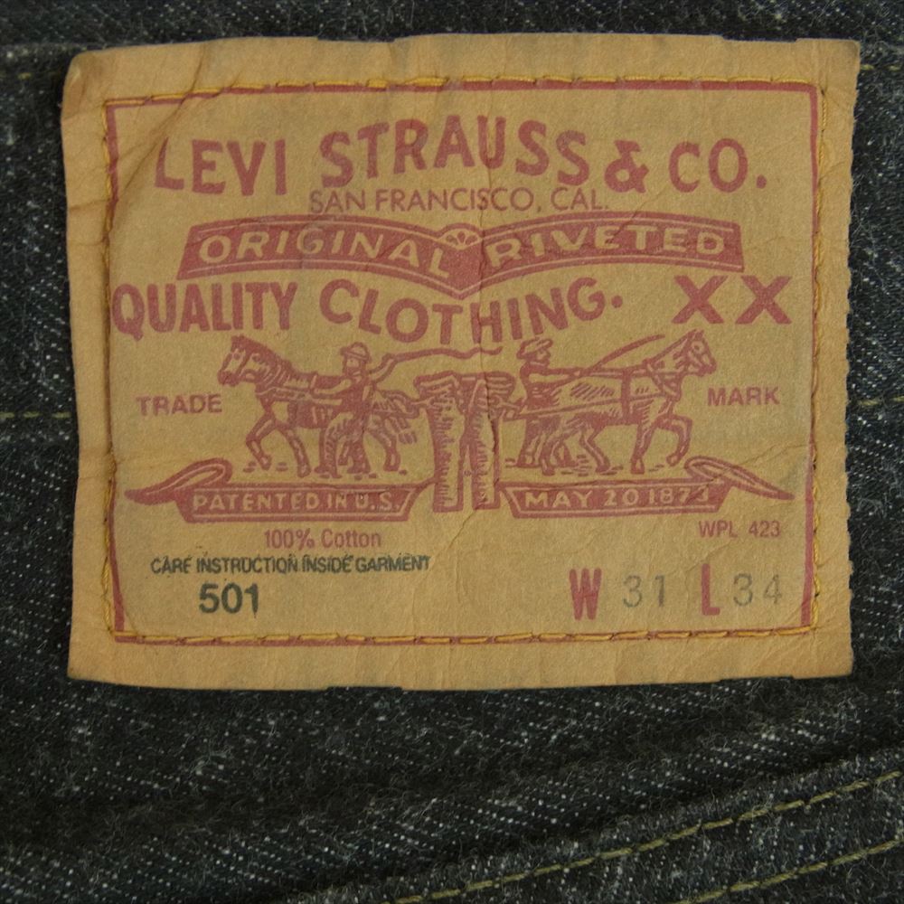 Levi's リーバイス 501 ボタン裏311 コットン ストレート デニム パンツ ダークグレー系 W31 L34【中古】