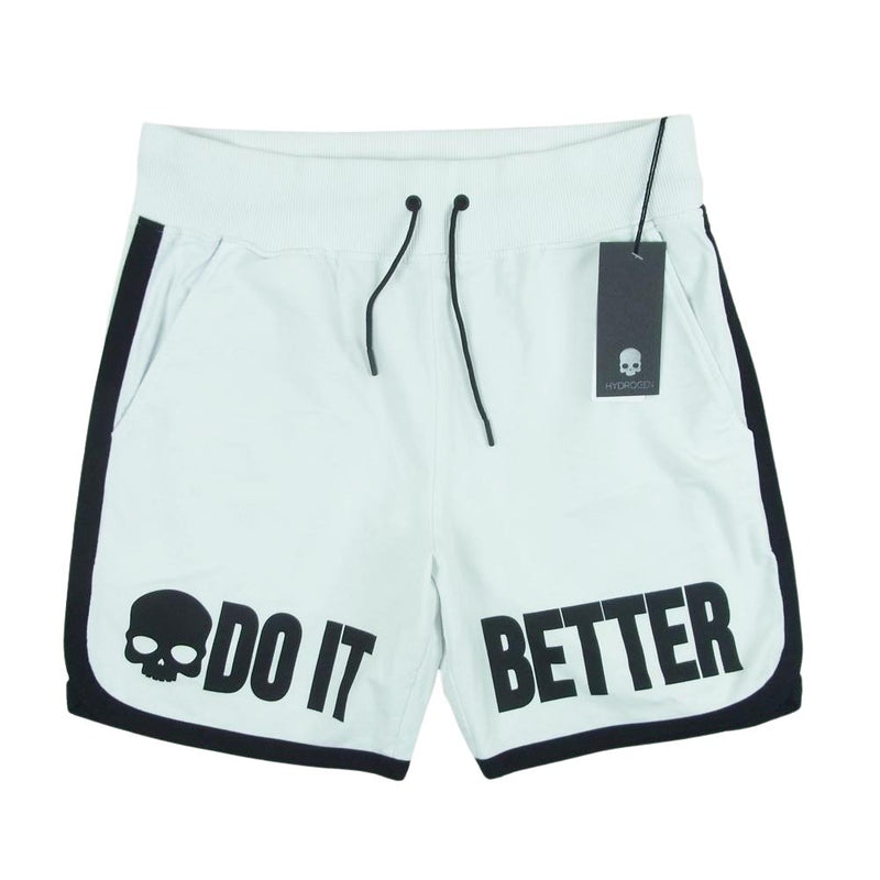 ハイドロゲン DO IT BETTER SHORTS スカル イージー ショート パンツ トルコ製 ホワイト系 L【中古】