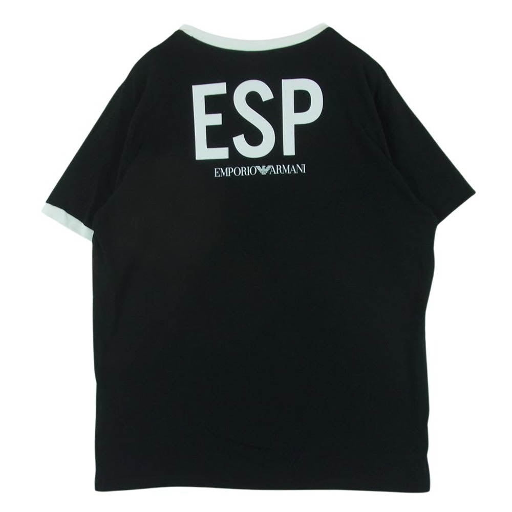 Emporio Armani エンポリオ・アルマーニ 3H1T9H 1J91Z ビッグ ロゴ 半袖 リンガー Tシャツ ブラック系 XL【美品】【中古】