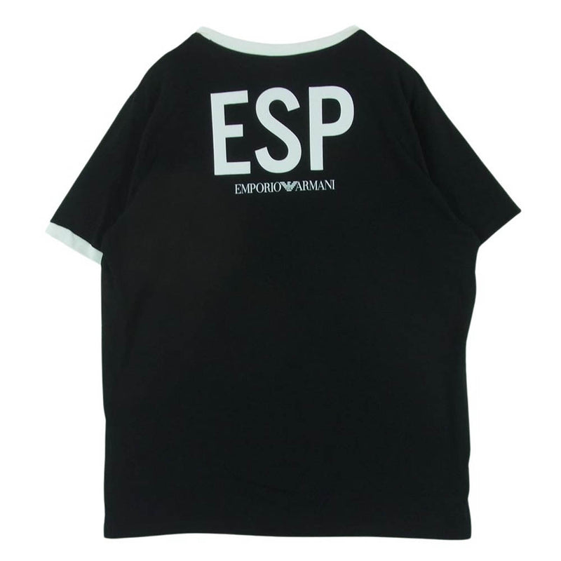 Emporio Armani エンポリオ・アルマーニ 3H1T9H 1J91Z ビッグ ロゴ 半袖 リンガー Tシャツ ブラック系 XL【美品】【中古】