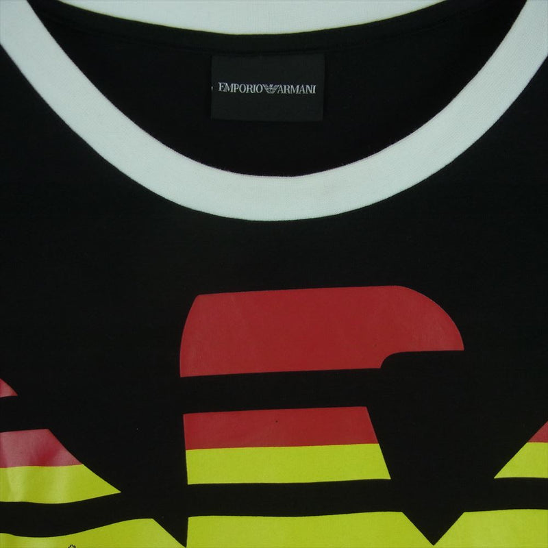 Emporio Armani エンポリオ・アルマーニ 3H1T9H 1J91Z ビッグ ロゴ 半袖 リンガー Tシャツ ブラック系 XL【美品】【中古】