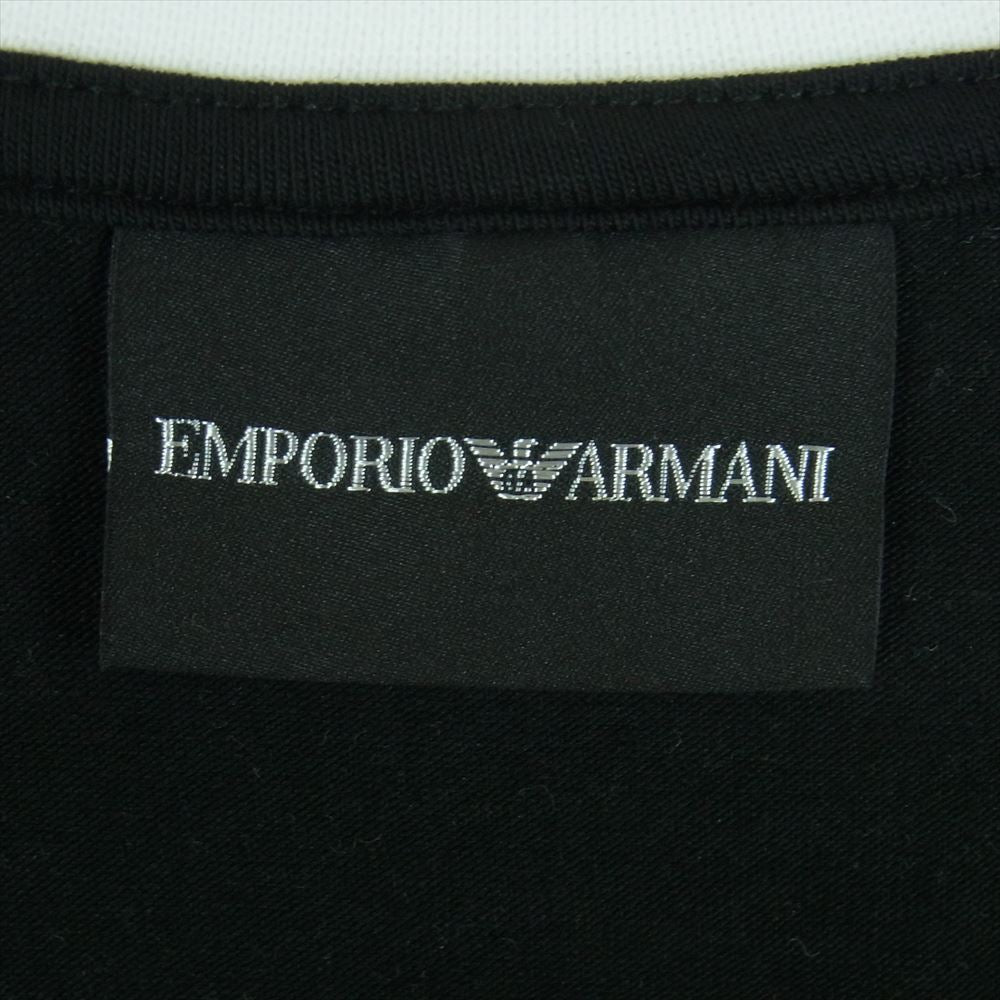 Emporio Armani エンポリオ・アルマーニ 3H1T9H 1J91Z ビッグ ロゴ 半袖 リンガー Tシャツ ブラック系 XL【美品】【中古】