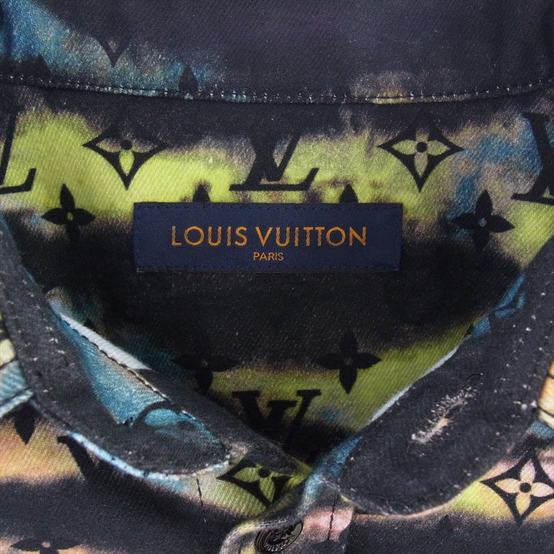 LOUIS VUITTON ルイ・ヴィトン 21AW RM2129 H98 HLA10W 国内正規品 プリンテッド モノグラム タイダイ デニム シャツ 総柄 ジャケット マルチカラー系 XL【極上美品】【中古】