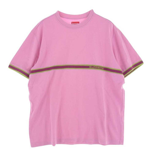 Supreme シュプリーム 20SS Knit Stripe S/S Top ニット ストライプ 半袖 Tシャツ ピンク系 L【中古】