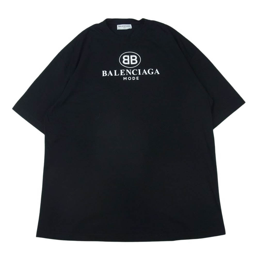 BALENCIAGA バレンシアガ 18SS 492258 TYK23 BB MODE Tee ロゴ プリント 半袖 Tシャツ ブラック系 XS【中古】