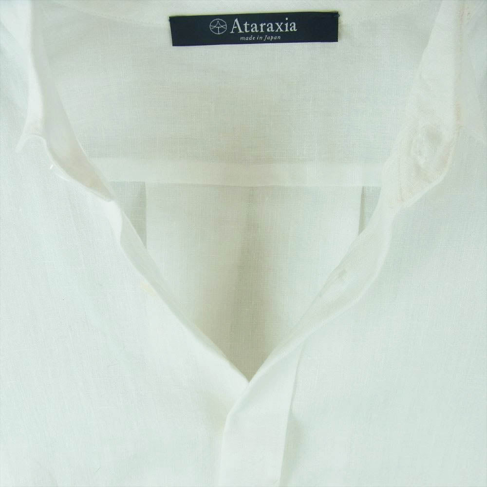アタラクシア 1703SH3 長袖 ロング リネン シャツ 日本製 ホワイト系 1【中古】