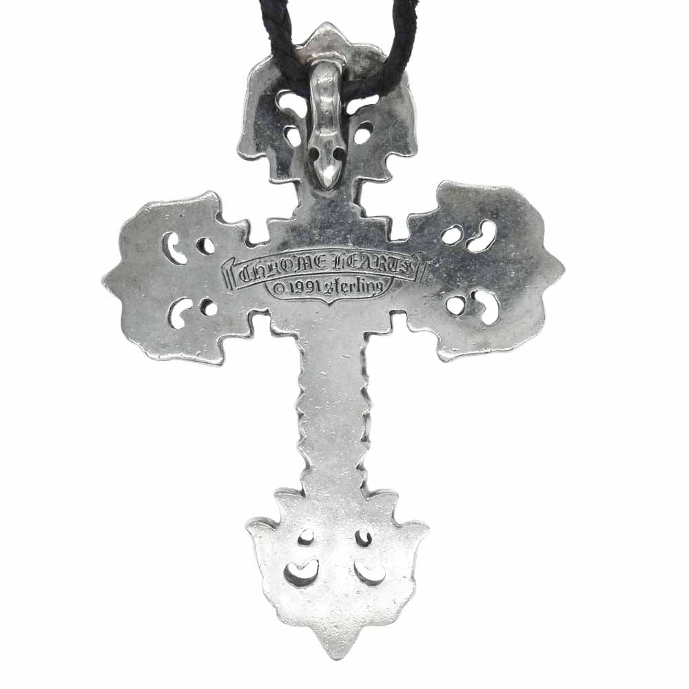 CHROME HEARTS クロムハーツ（原本無） FILIG CROSS-LRG LB ラージ フィリグリー クロス レザーブレイド ネックレス【中古】