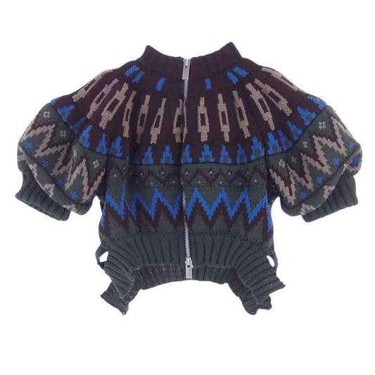 Sacai サカイ 24SS 24-07229 Jacquard Knit Blouson ニット ブルゾン ジャケット 3【美品】【中古】