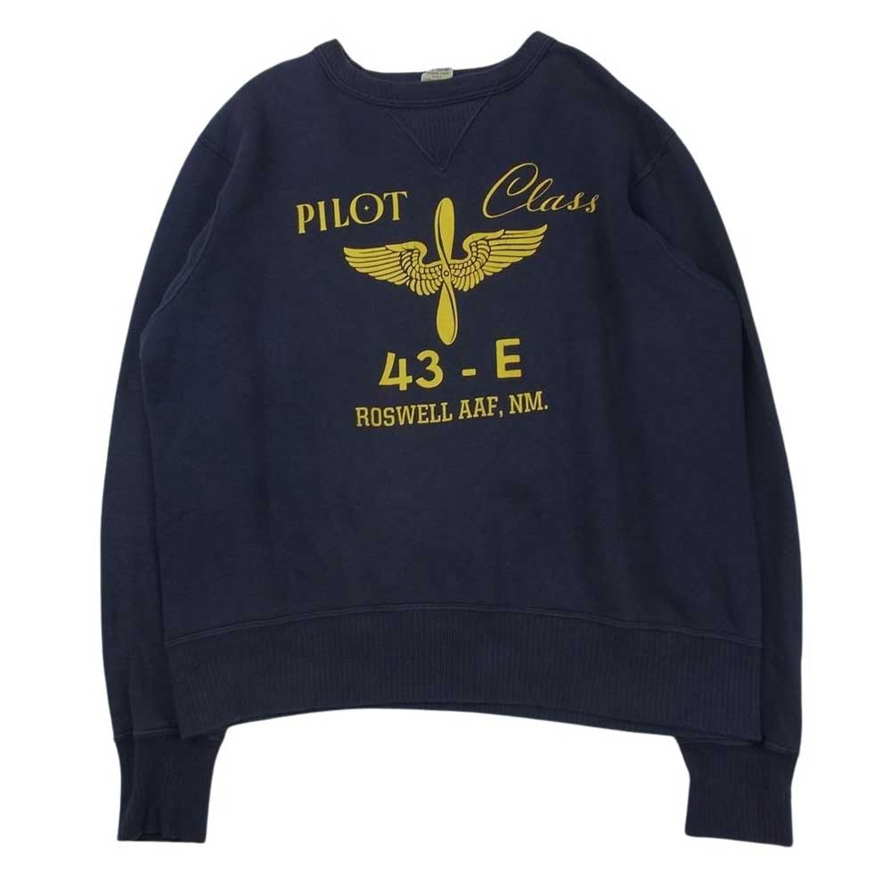 Buzz Rickson's バズリクソンズ 両面V クルーネック ロゴ プリント スウェット ネイビー系 XL【中古】