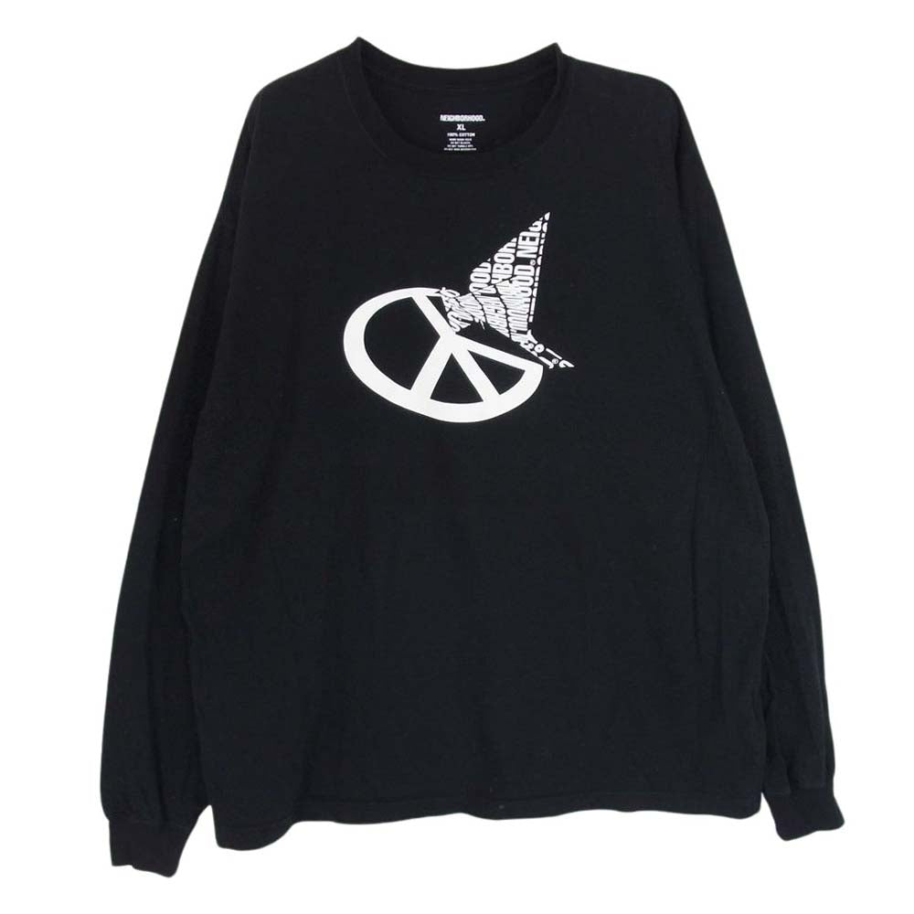 NEIGHBORHOOD ネイバーフッド 232PCNH-LT20 コットン天竺 ロゴ ロングスリーブ カットソー 長袖 Tシャツ ブラック系 XL【中古】