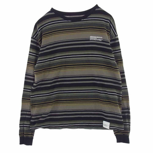 NEIGHBORHOOD ネイバーフッド 24SS 241FPNH-CSM11 BORDER CREWNECK LS 天竺 ボーダー クルーネック 長袖 Ｔシャツ カーキ系 ブラック系 L【中古】