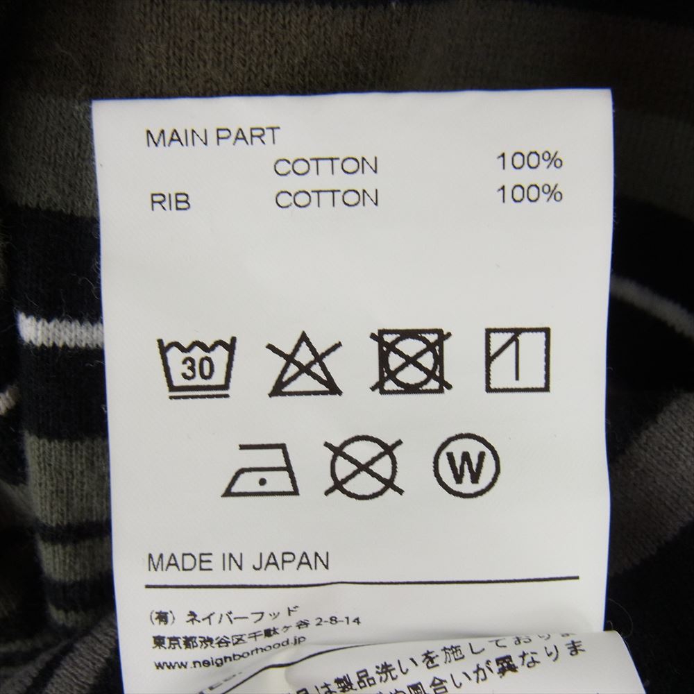 NEIGHBORHOOD ネイバーフッド 24SS 241FPNH-CSM11 BORDER CREWNECK LS 天竺 ボーダー クルーネック 長袖 Ｔシャツ カーキ系 ブラック系 L【中古】