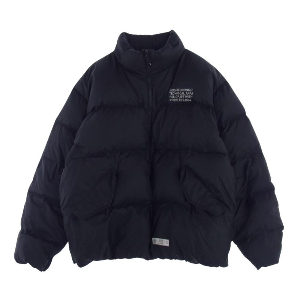 NEIGHBORHOOD ネイバーフッド 22AW 222TSNH-JKM10 Down Jacket ロゴ刺繍 ダウン ジャケット  ブラック系 L【中古】