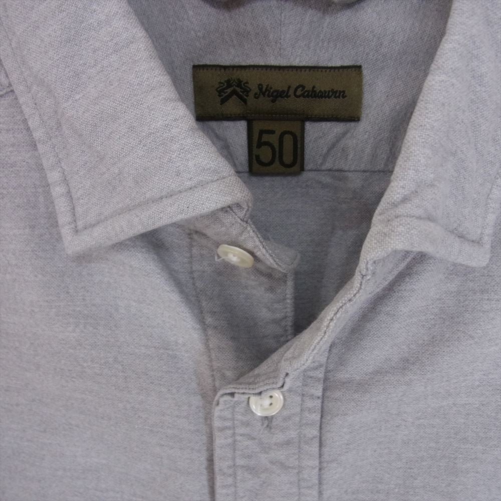 Nigel Cabourn ナイジェルケーボン 8060010007 BRITISH OFFICERS SHIRT ブリティッシュ オフィサーズ 長袖 シャツ グレー系 50【中古】