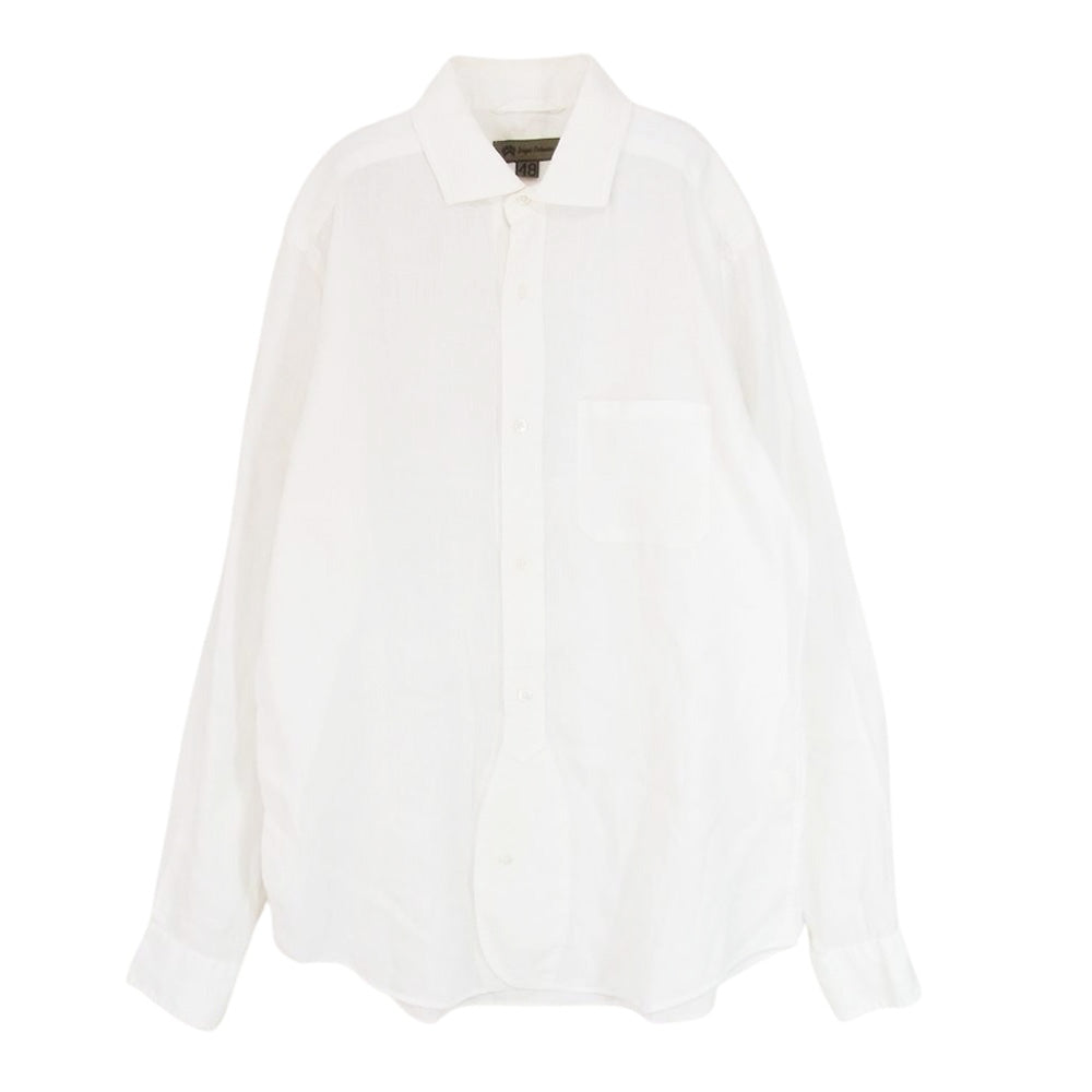 Nigel Cabourn ナイジェルケーボン 8070010081 BRITISH OFFICERS SHIRT ブリティッシュ オフィサーズ リネン 長袖 シャツ ホワイト系 48【中古】