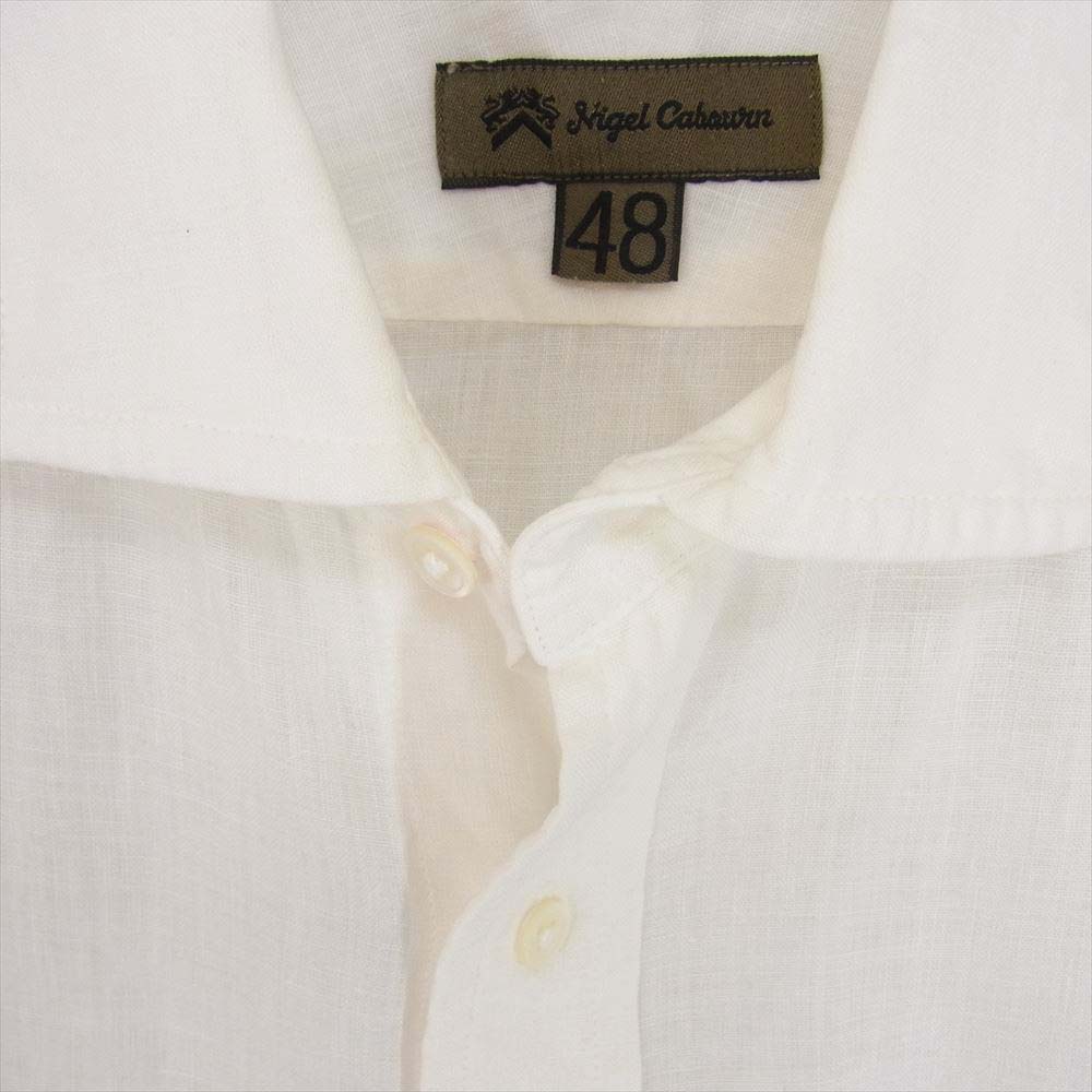 Nigel Cabourn ナイジェルケーボン 8070010081 BRITISH OFFICERS SHIRT ブリティッシュ オフィサーズ リネン 長袖 シャツ ホワイト系 48【中古】